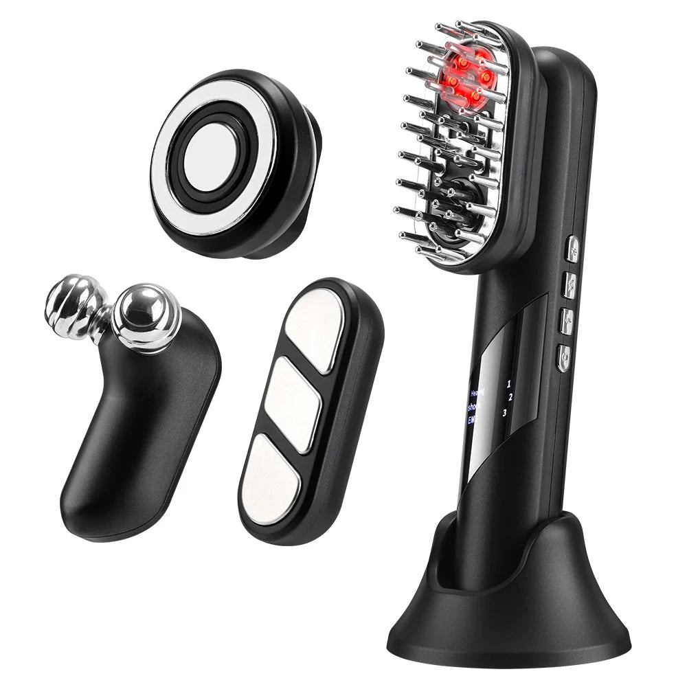 4 In 1 Electric Massage Comb EMS Scalp Massage Red Light Massager Machine Hair Growth Care Loss Hair Comb Full Body Massage