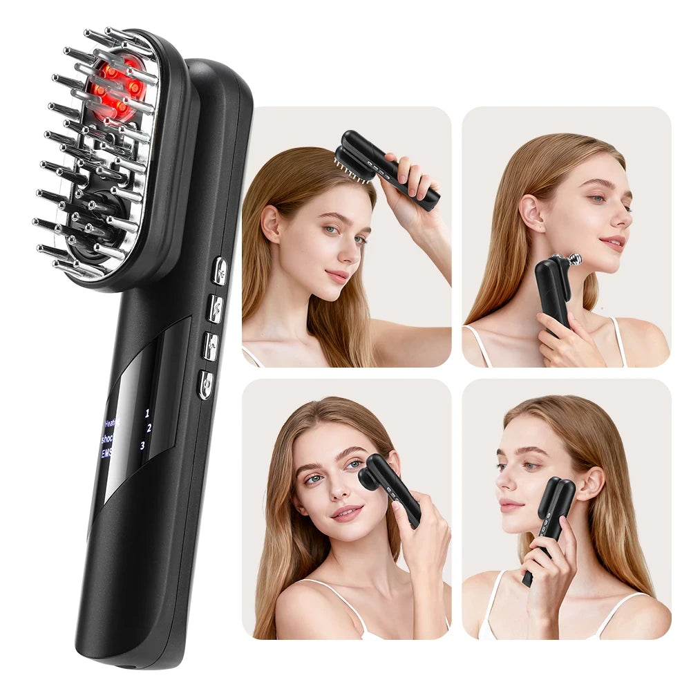 4 In 1 Electric Massage Comb EMS Scalp Massage Red Light Massager Machine Hair Growth Care Loss Hair Comb Full Body Massage